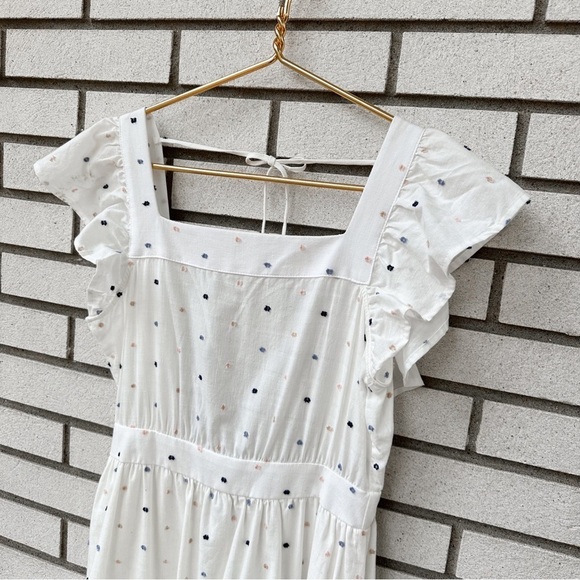 Self Contrast Nina Open Back White Midi Dress NWT Swiss Dot Flutter Sleeve - Picture 4 of 13